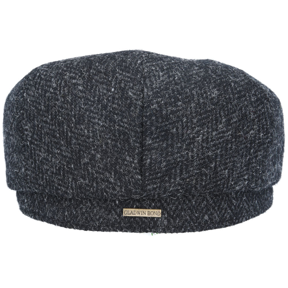 Gladwin Bond Harris Herringbone Wool Flat Cap – Black