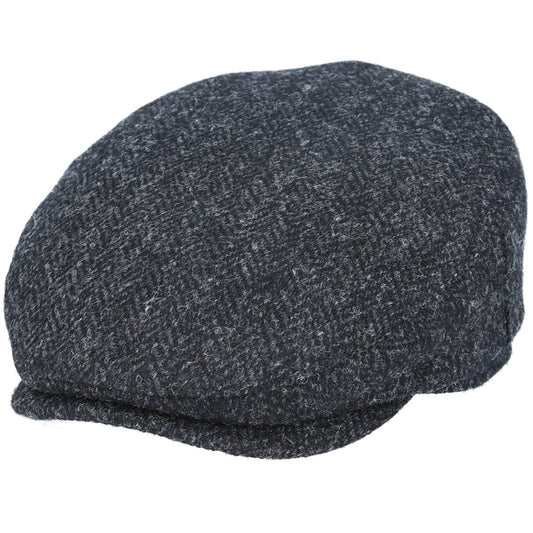 Gladwin Bond Harris Herringbone Wool Flat Cap – Black