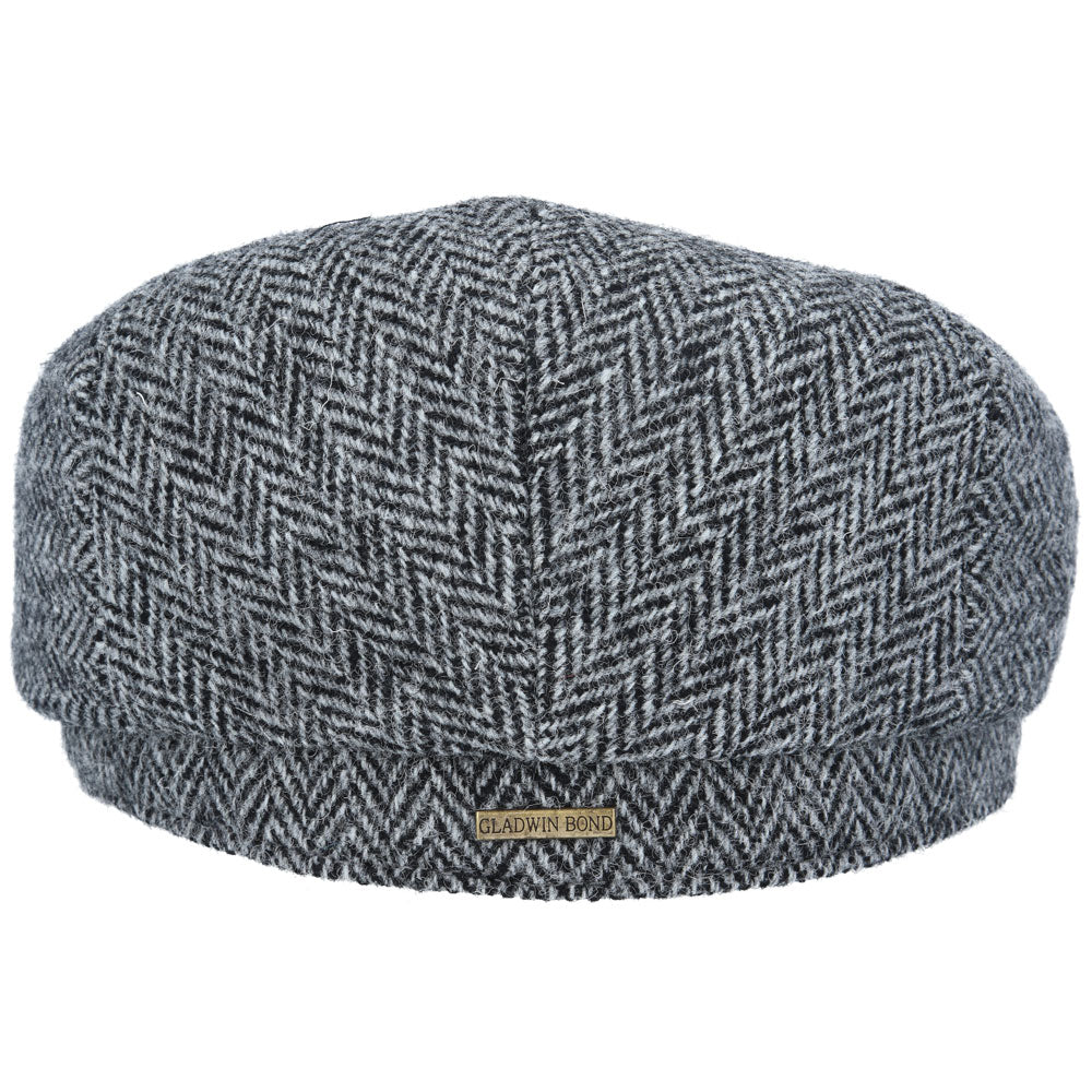 Gladwin Bond Harris Herringbone Wool Flat Cap – Grey-Black