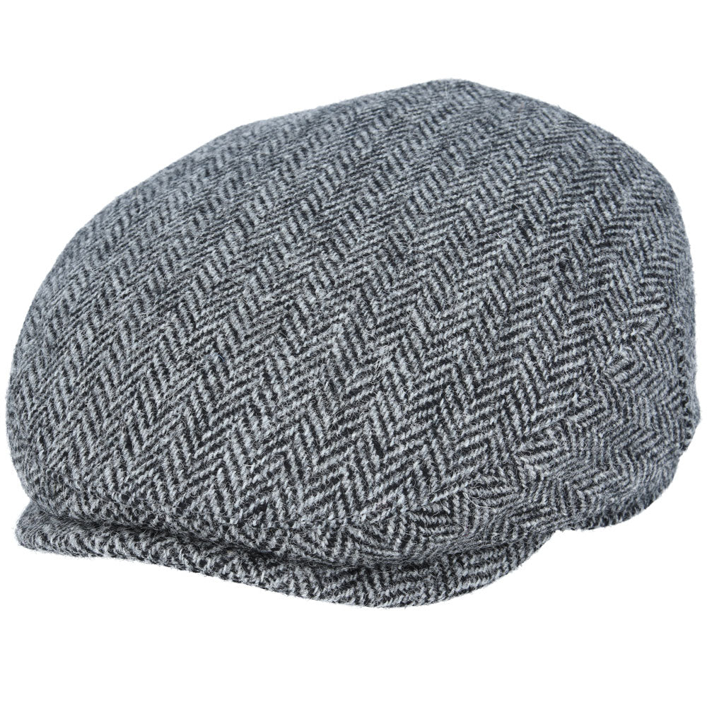 Gladwin Bond Harris Herringbone Wool Flat Cap – Grey-Black