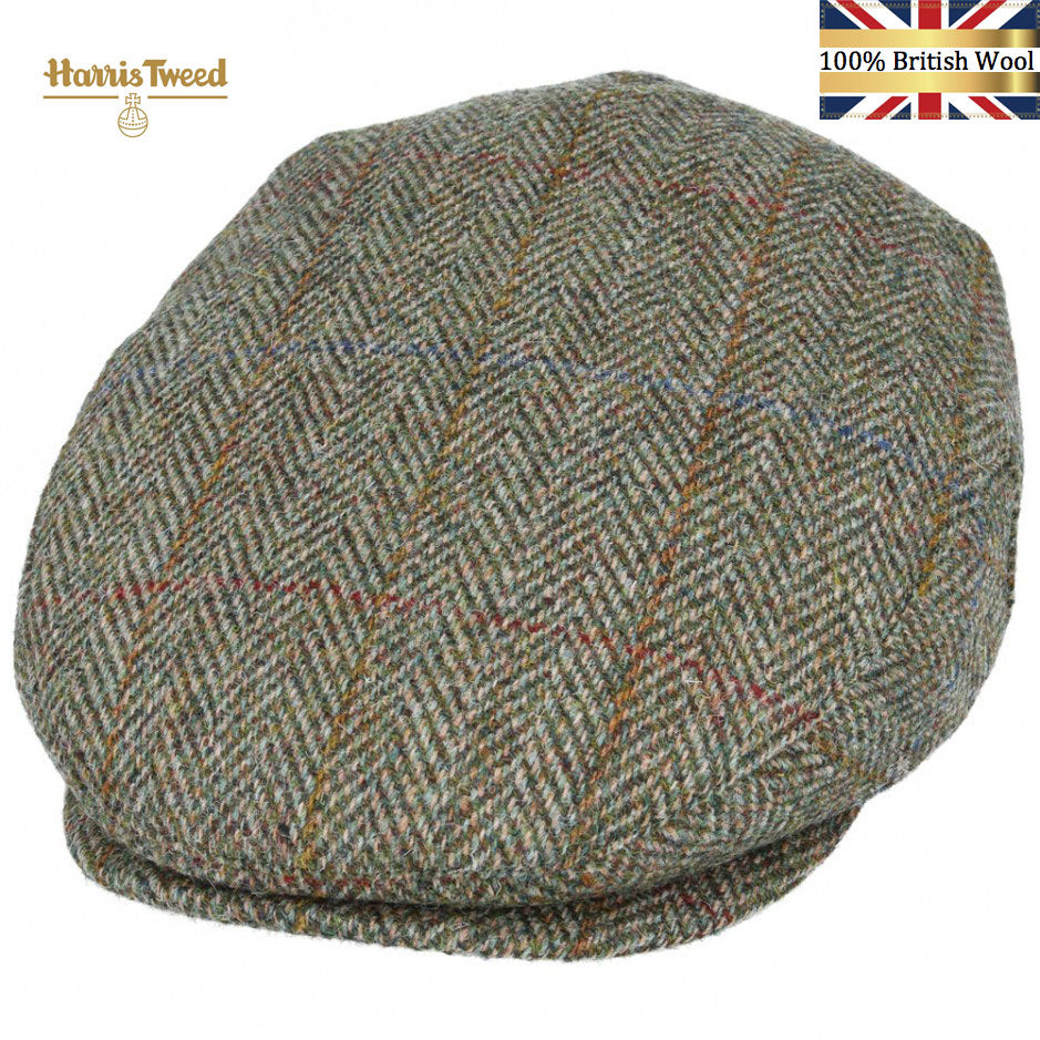 Gladwin Bond Harris Tweed Wool Flat Cap – Green